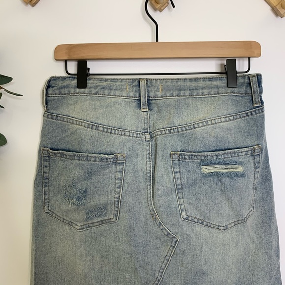 Free people knee length distressed denim skirt - Picture 6 of 9
